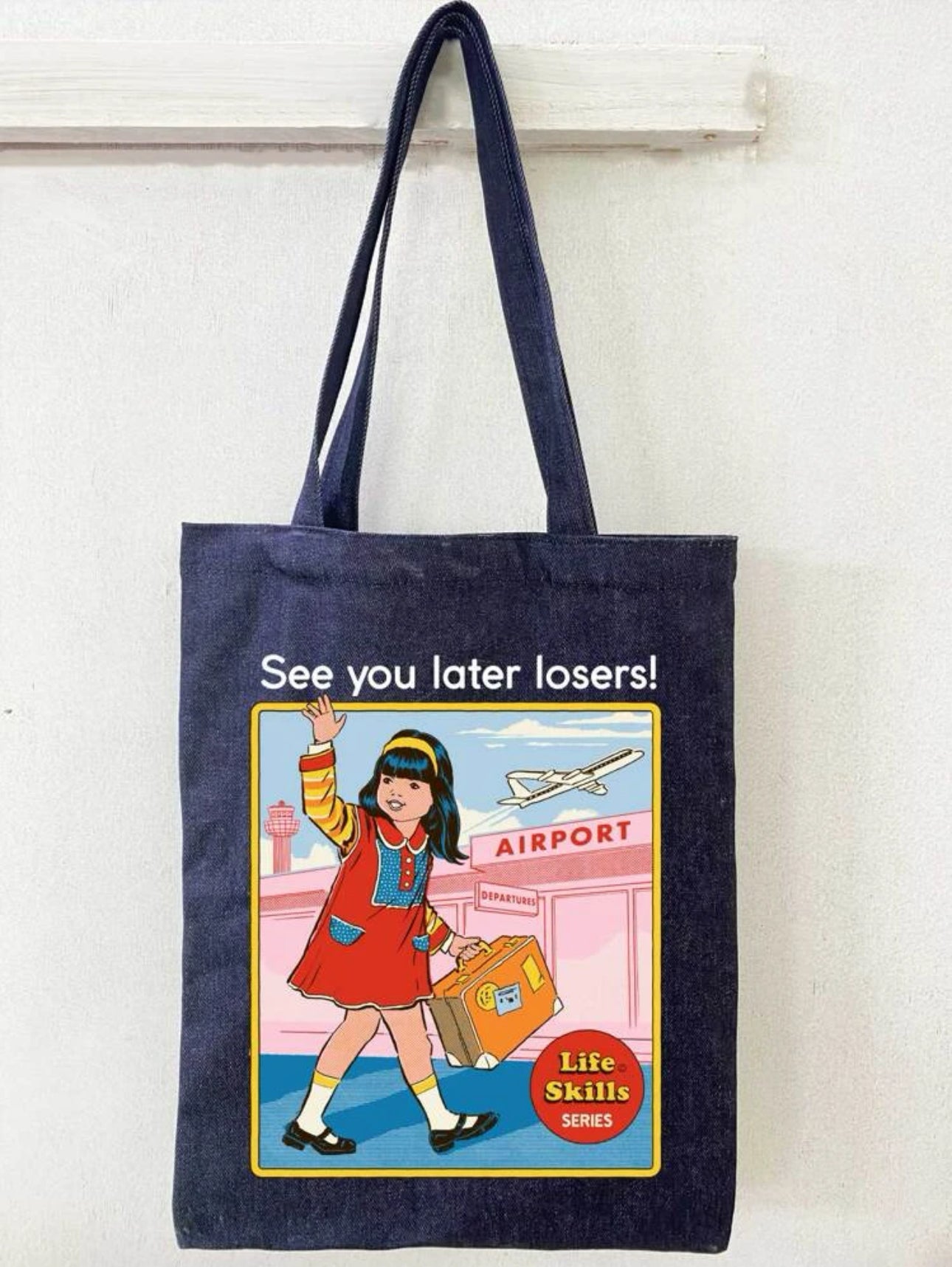 Slogan & Figure Graphic Shopper Bag