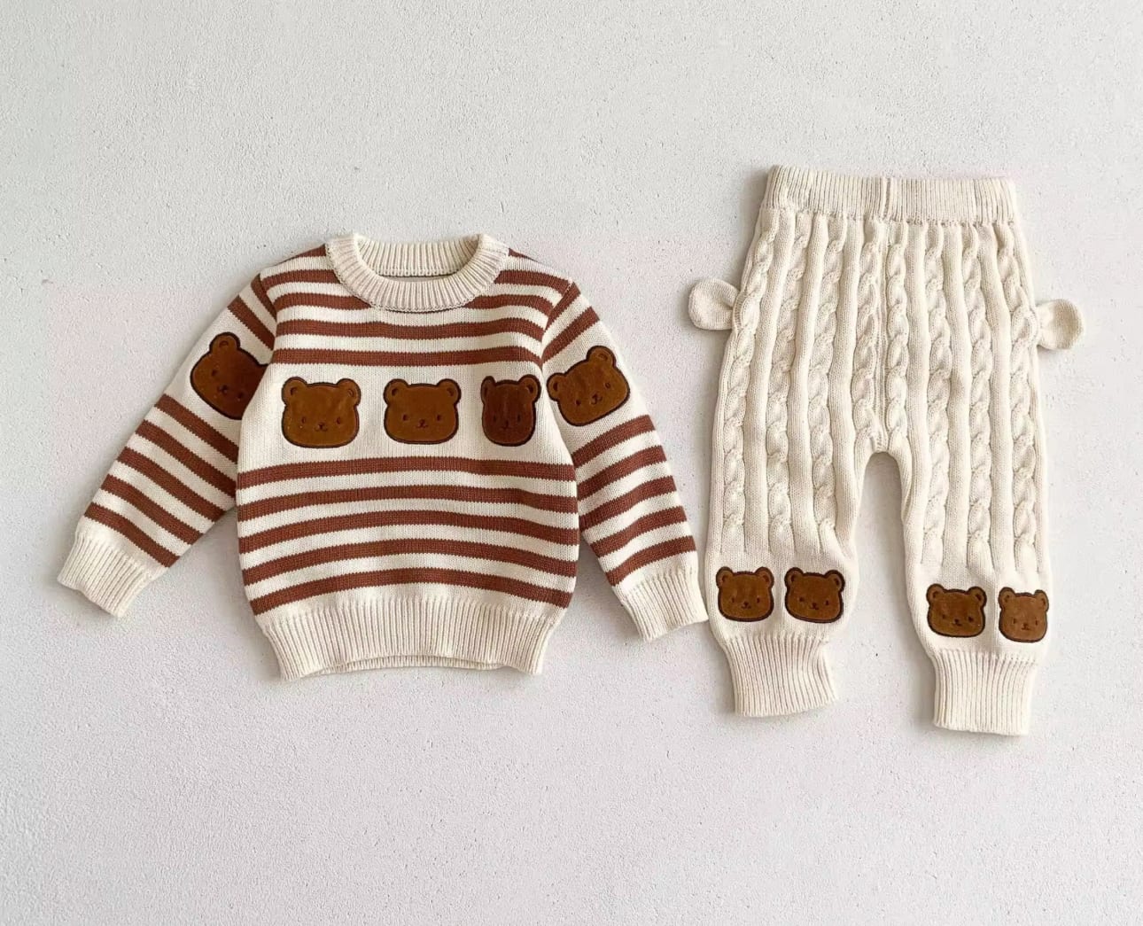 2Pcs Stripped Bear Knits