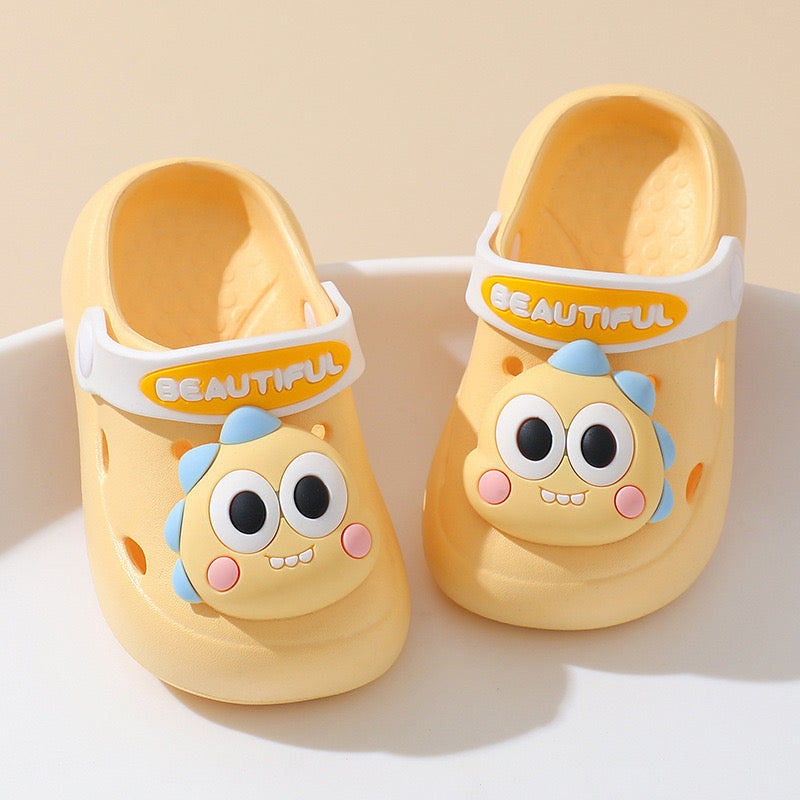 Dinosaur cartoon looks Summer clogs for kids. Anti-slip Soft Sole