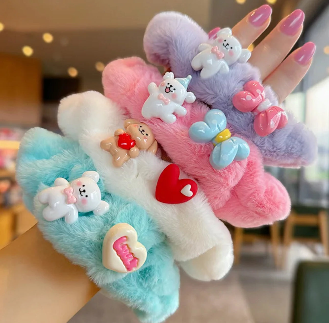 Color plush hair ties 4 pcs