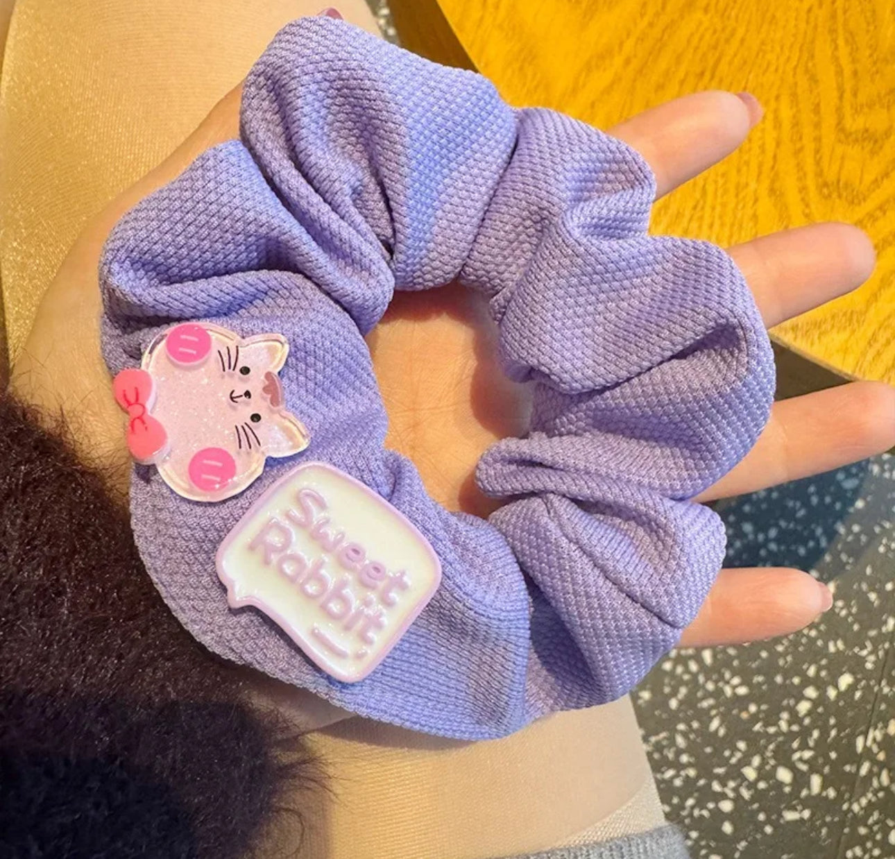 4Pcs Purple Rabbit crunchy hair ties sets