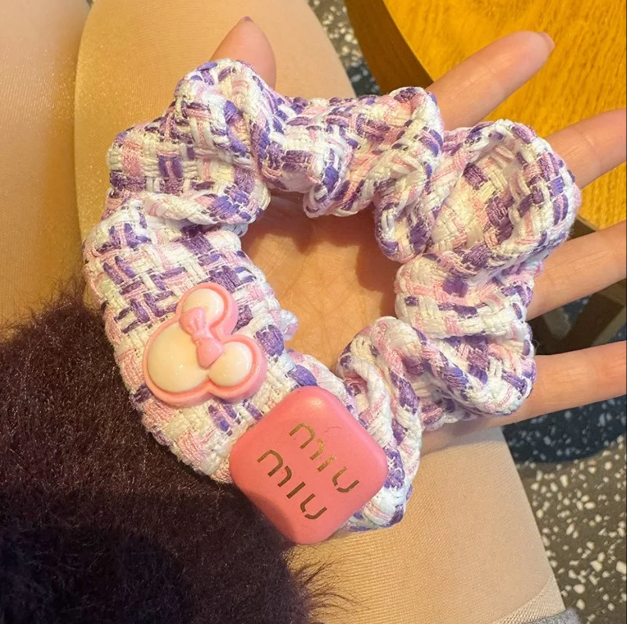 4Pcs Purple Rabbit crunchy hair ties sets