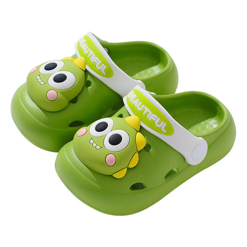 Dinosaur cartoon looks Summer clogs for kids. Anti-slip Soft Sole