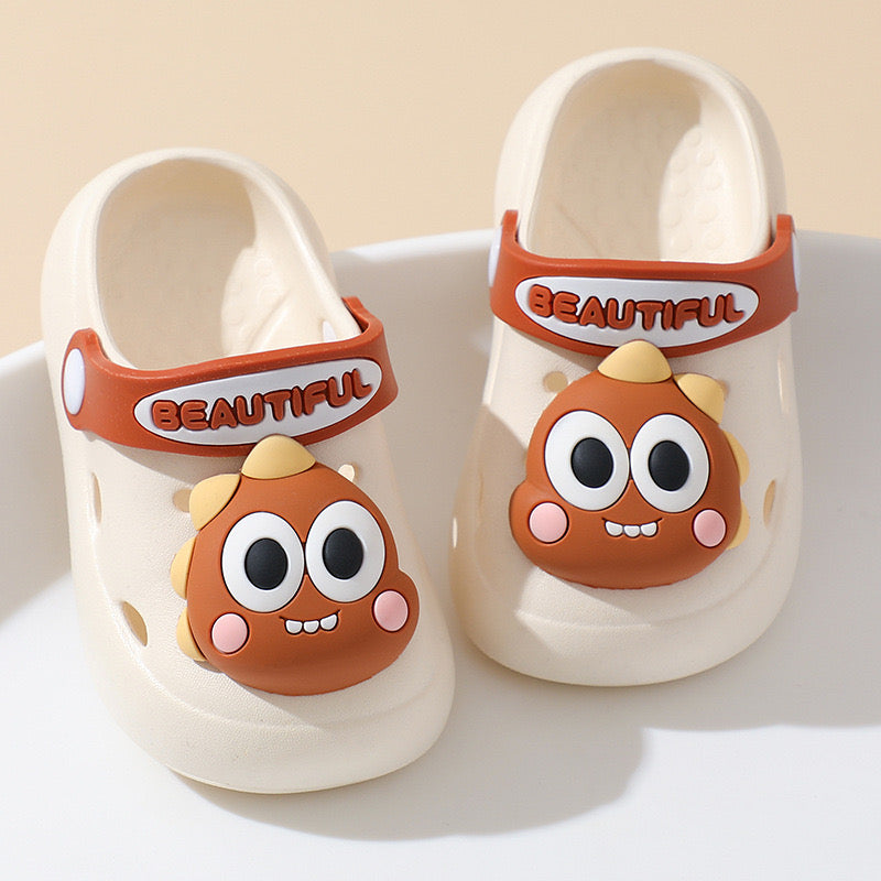 Dinosaur cartoon looks Summer clogs for kids. Anti-slip Soft Sole