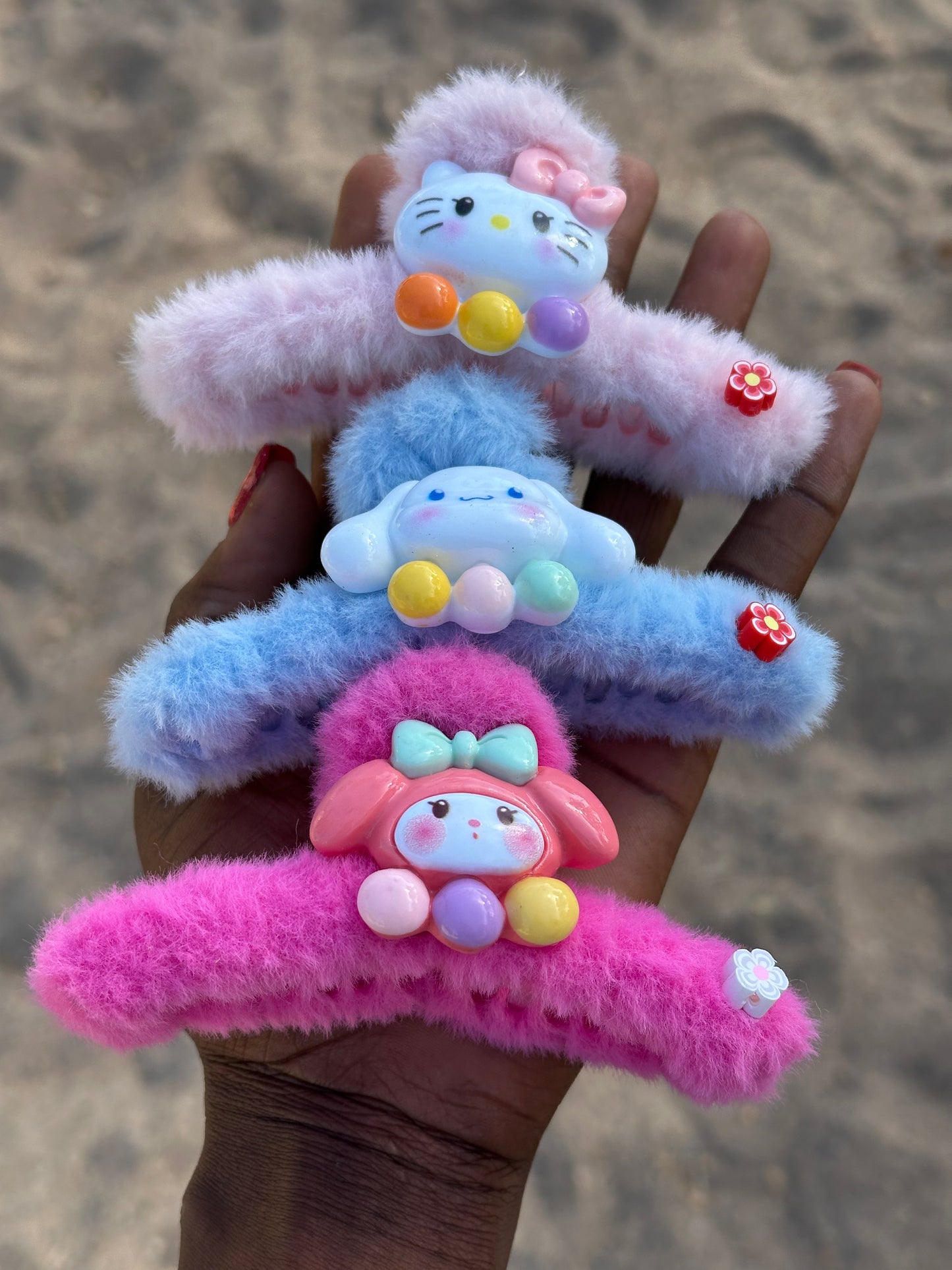 3 PCS Plushies Jumbo Hair Clips for Girls/ Moms