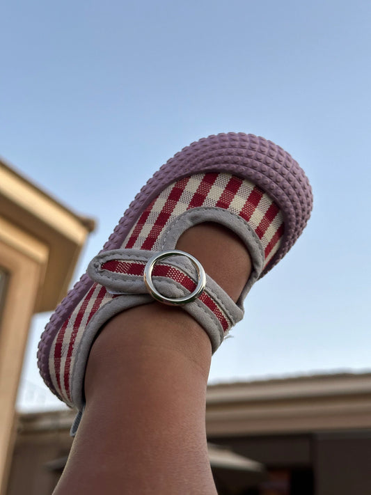 Canvas Plaid shoes with comfy loop for toddler girls