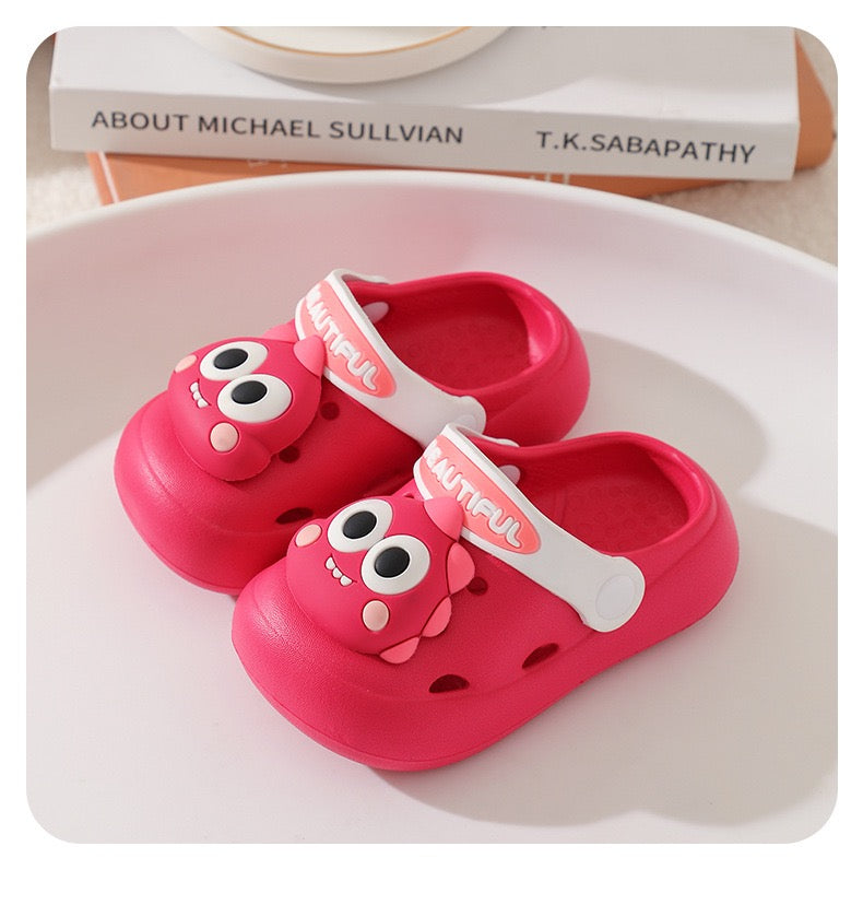 Dinosaur cartoon looks Summer clogs for kids. Anti-slip Soft Sole