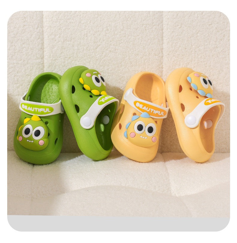 Dinosaur cartoon looks Summer clogs for kids. Anti-slip Soft Sole