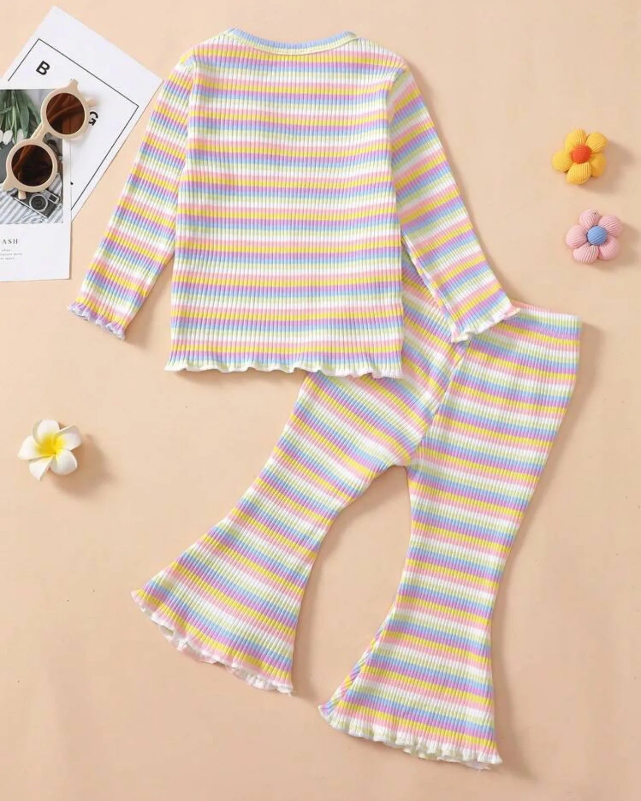 Girls Rainbow Striped Sets