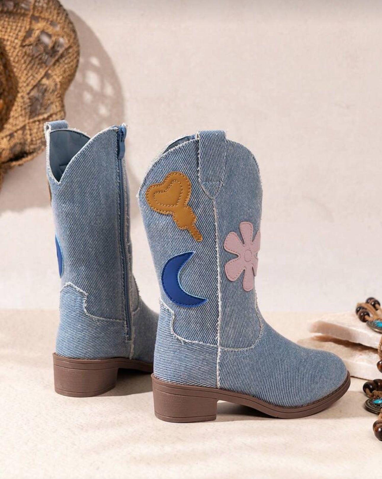 Toddler/Teen Girls Embroidered Pattern Vintage Stylish, Western Boot.