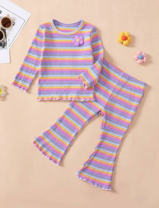 Girls Rainbow Striped Sets