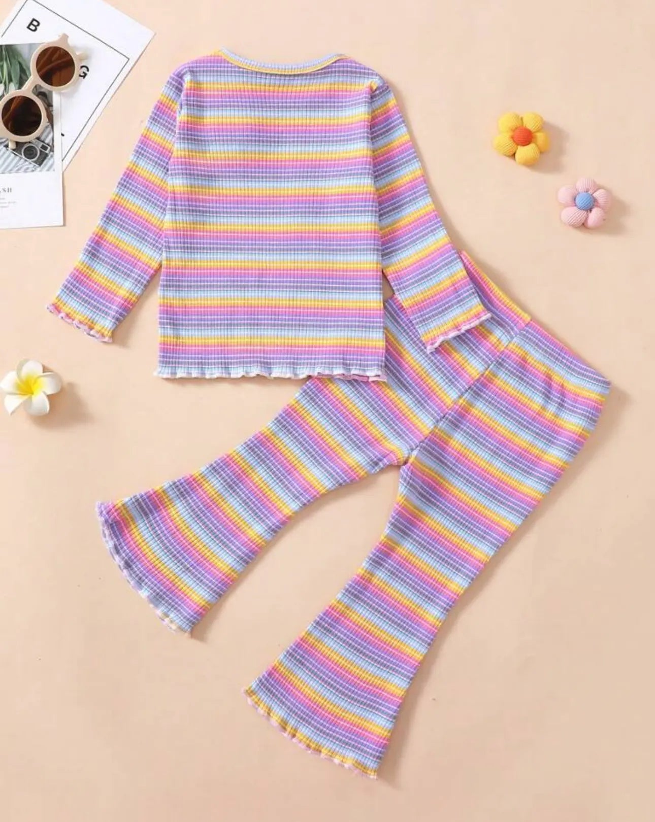 Girls Rainbow Striped Sets