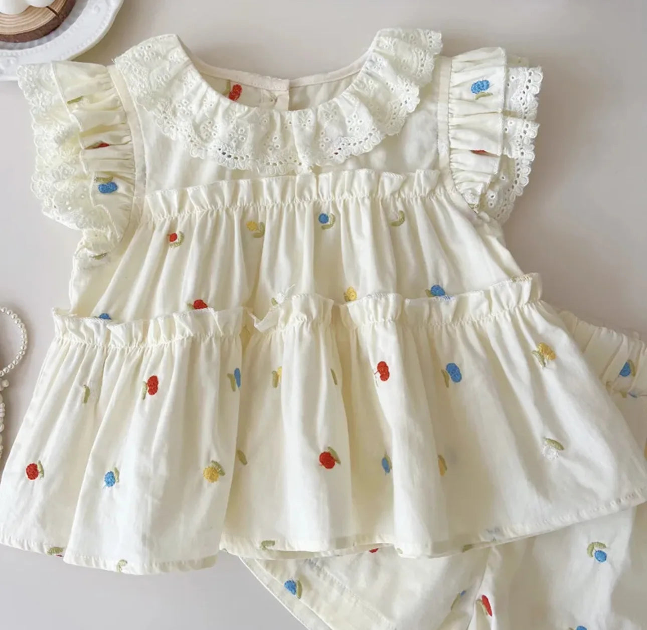 2PCS Embroidered Cotton Baby Princess