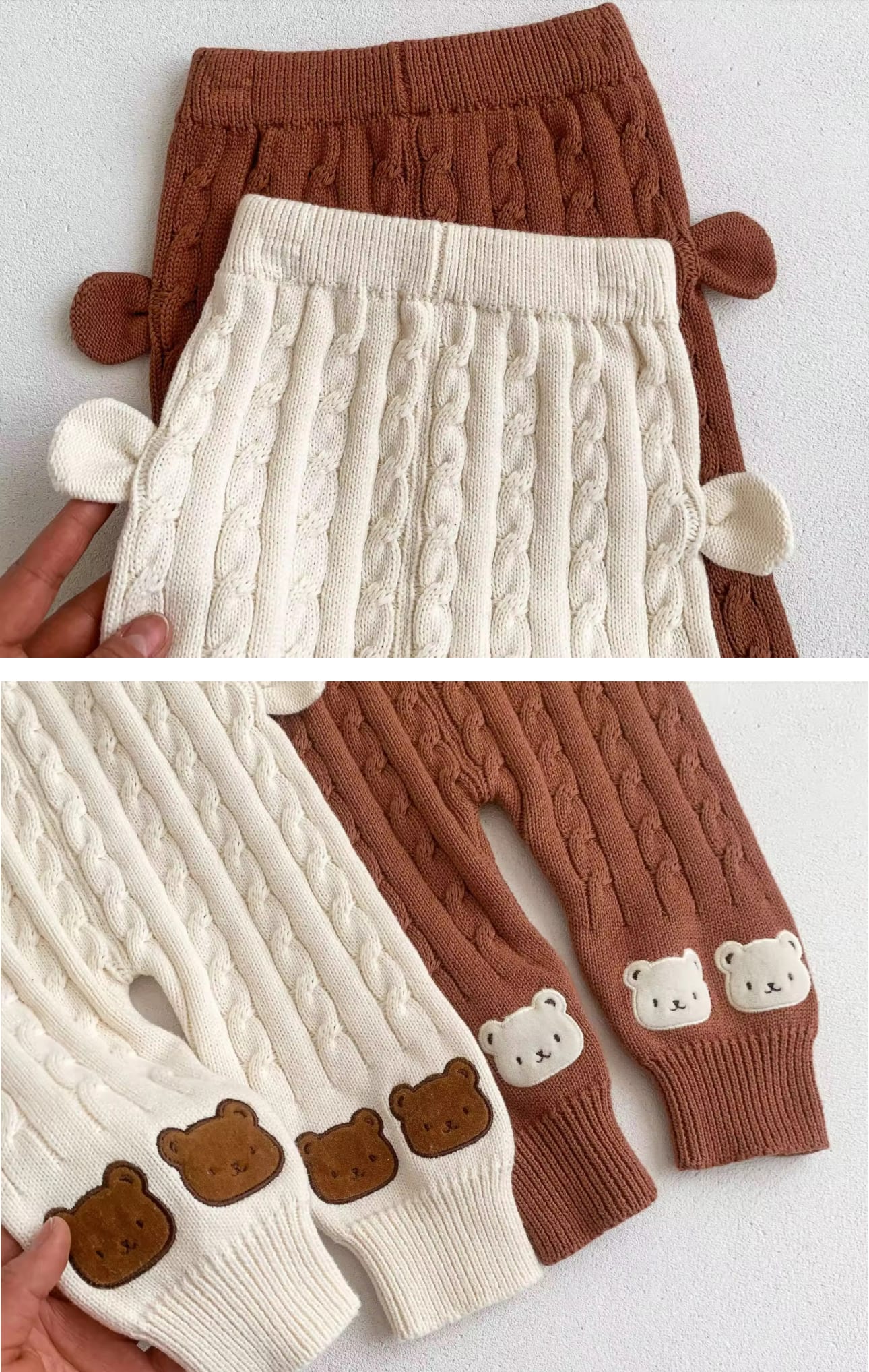 2Pcs Stripped Bear Knits