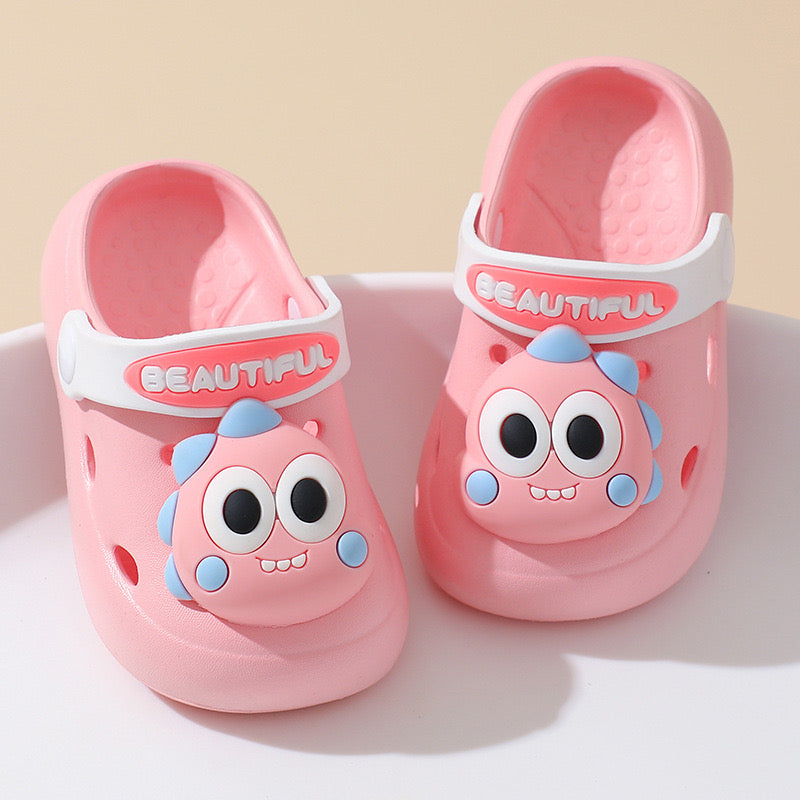 Dinosaur cartoon looks Summer clogs for kids. Anti-slip Soft Sole