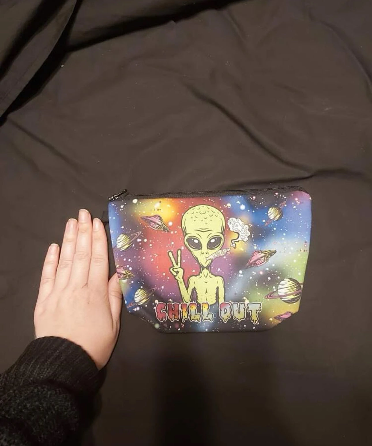 Green Alien cosmetic bag