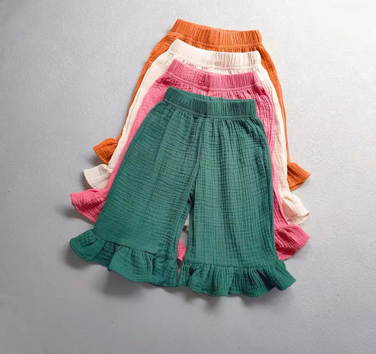 Girls Cotton Ruffled Flared Pants