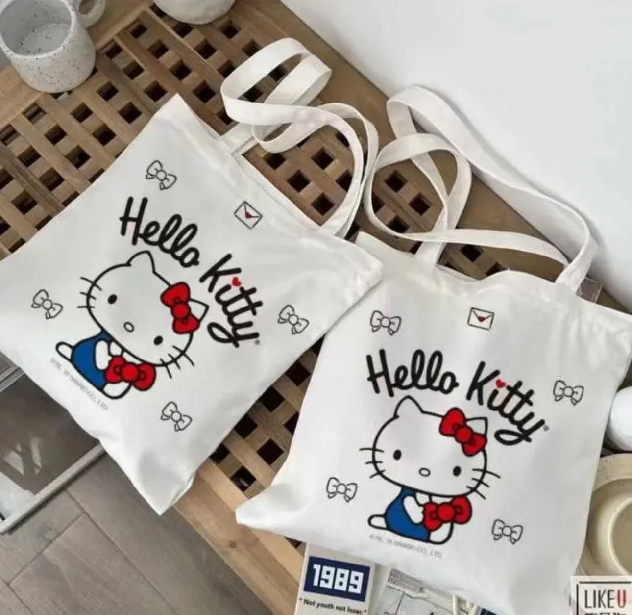 Hello Kitty Kawaii Canvas Bag Custom Tote