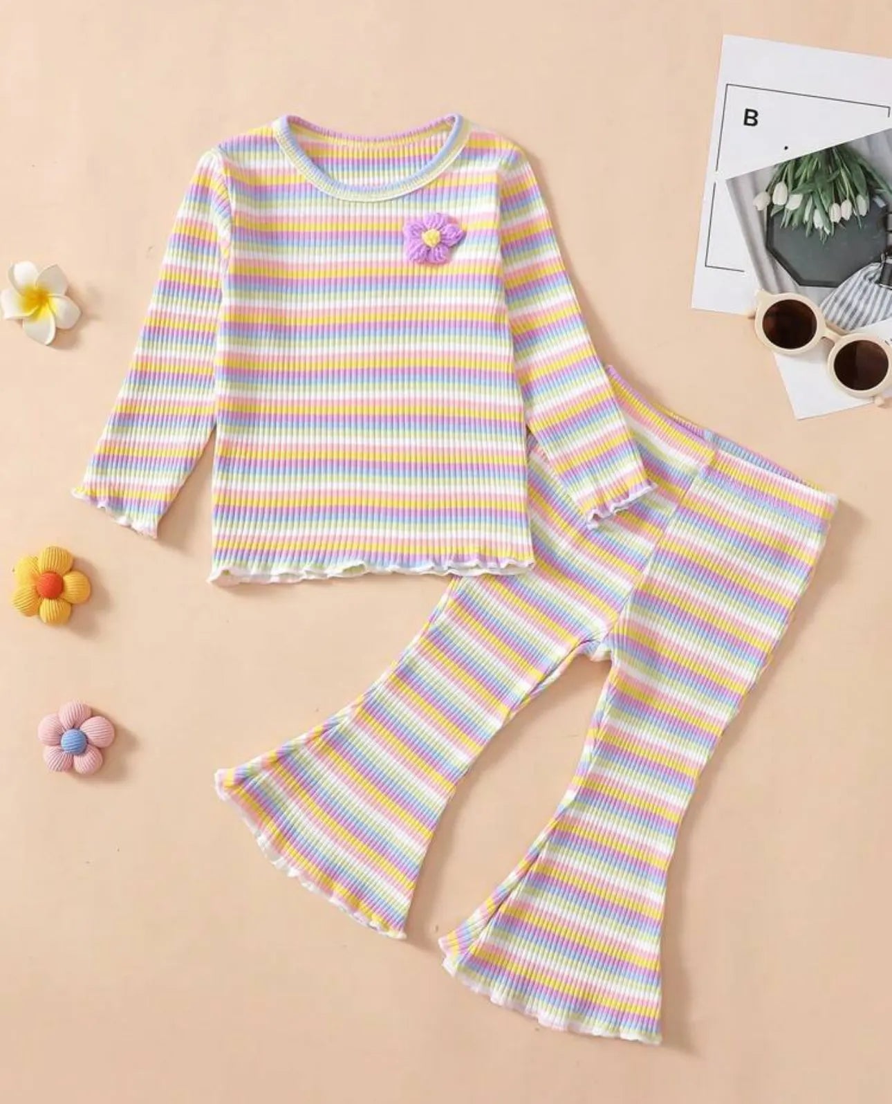 Girls Rainbow Striped Sets