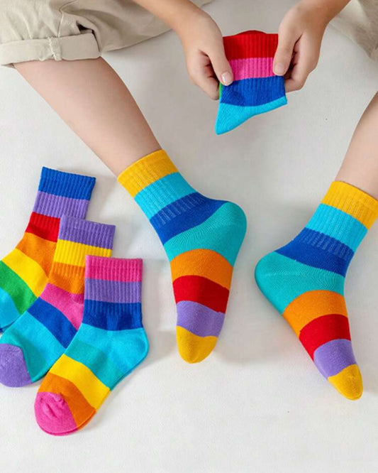 5 Pairs Kids Rainbow Socks