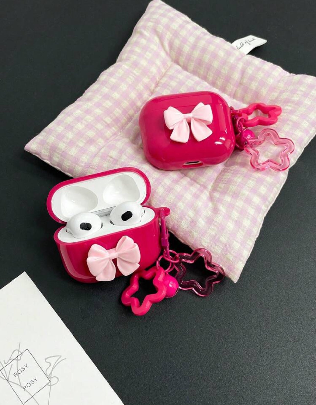 1Pc Pink Bow Airpod Case