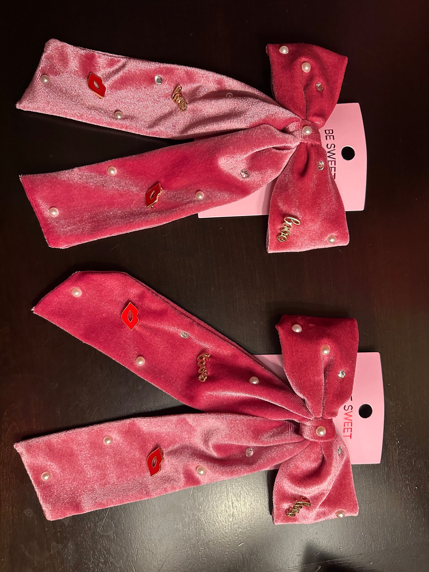 Pink Velvet Bow Hair Clip for Girls, Adults