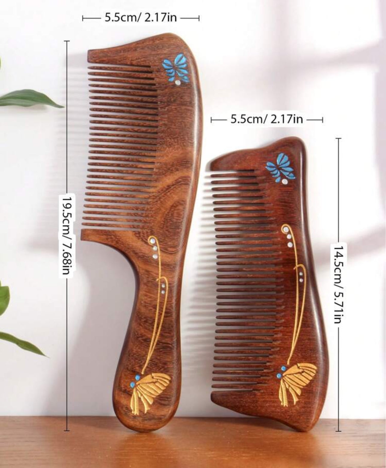 Butterfly Wooden 2pcs Combs