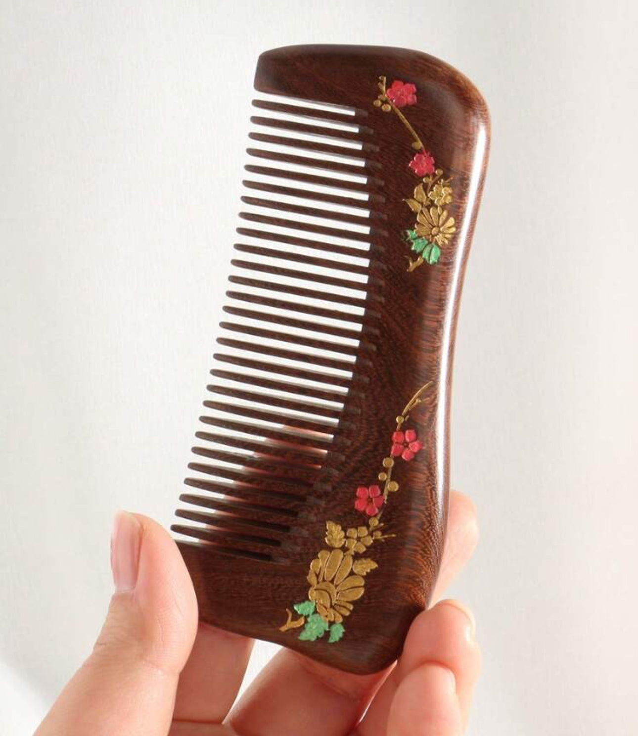 2Pcs Flower Wood Comb