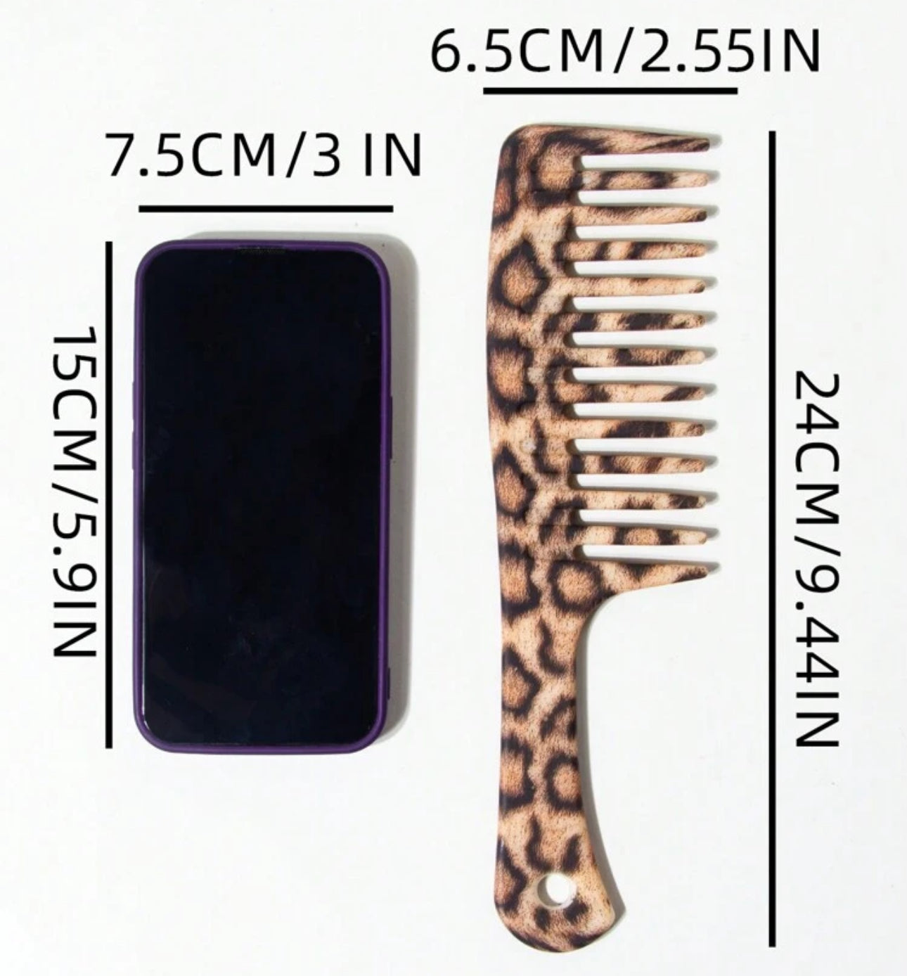 1Pc Marble Leopard Tooth Comb