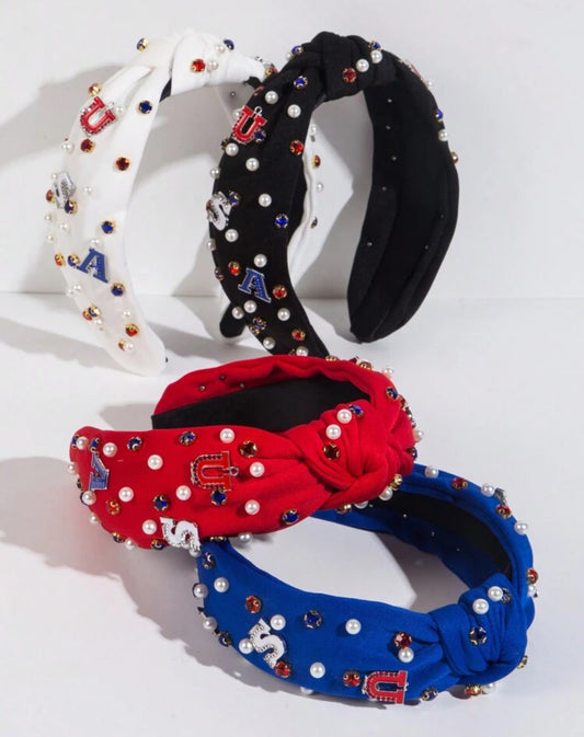 1pc Flag Headed Pearl Headband | JA.VA.NAH