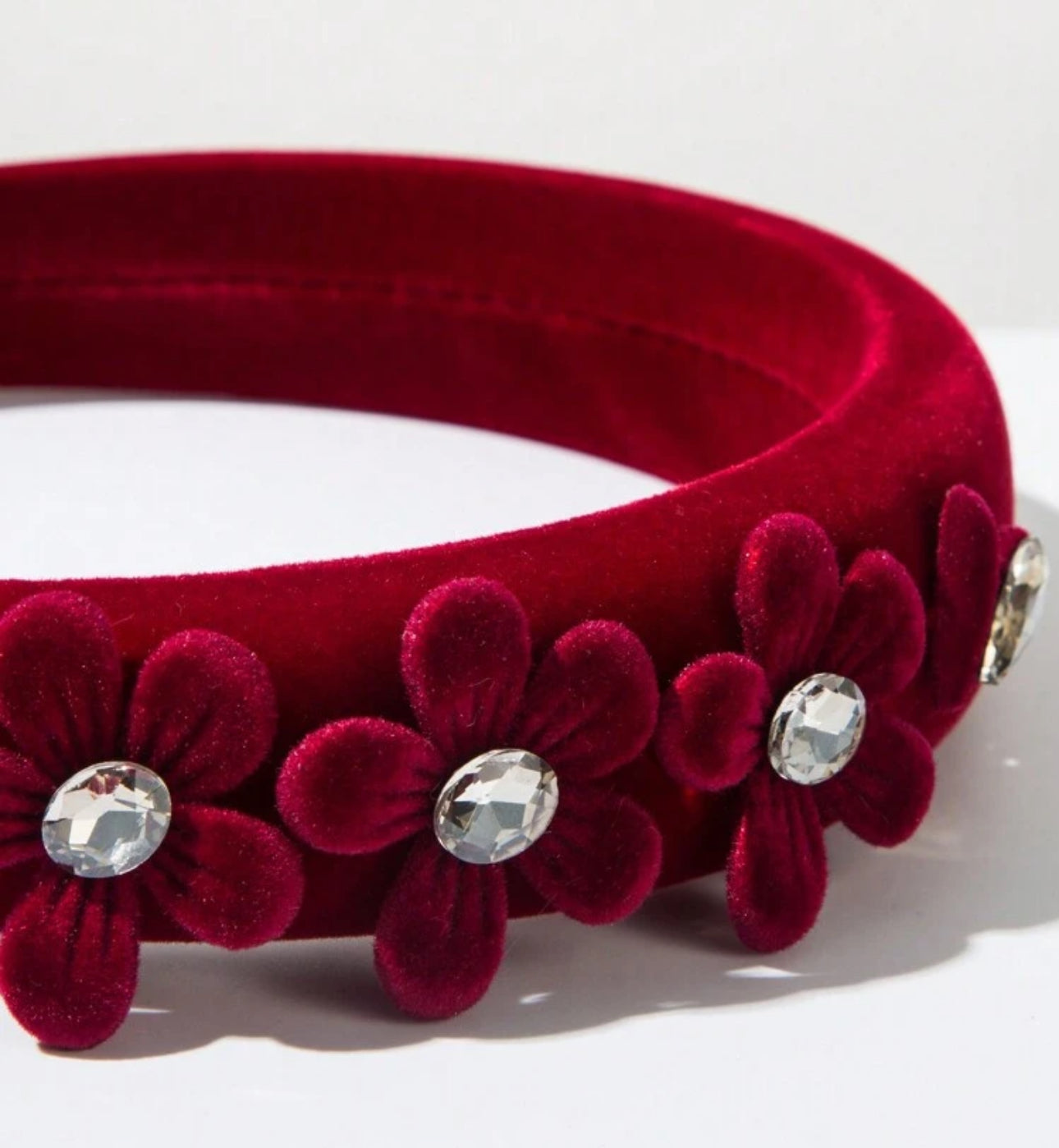 Red Floral Velvet Headband