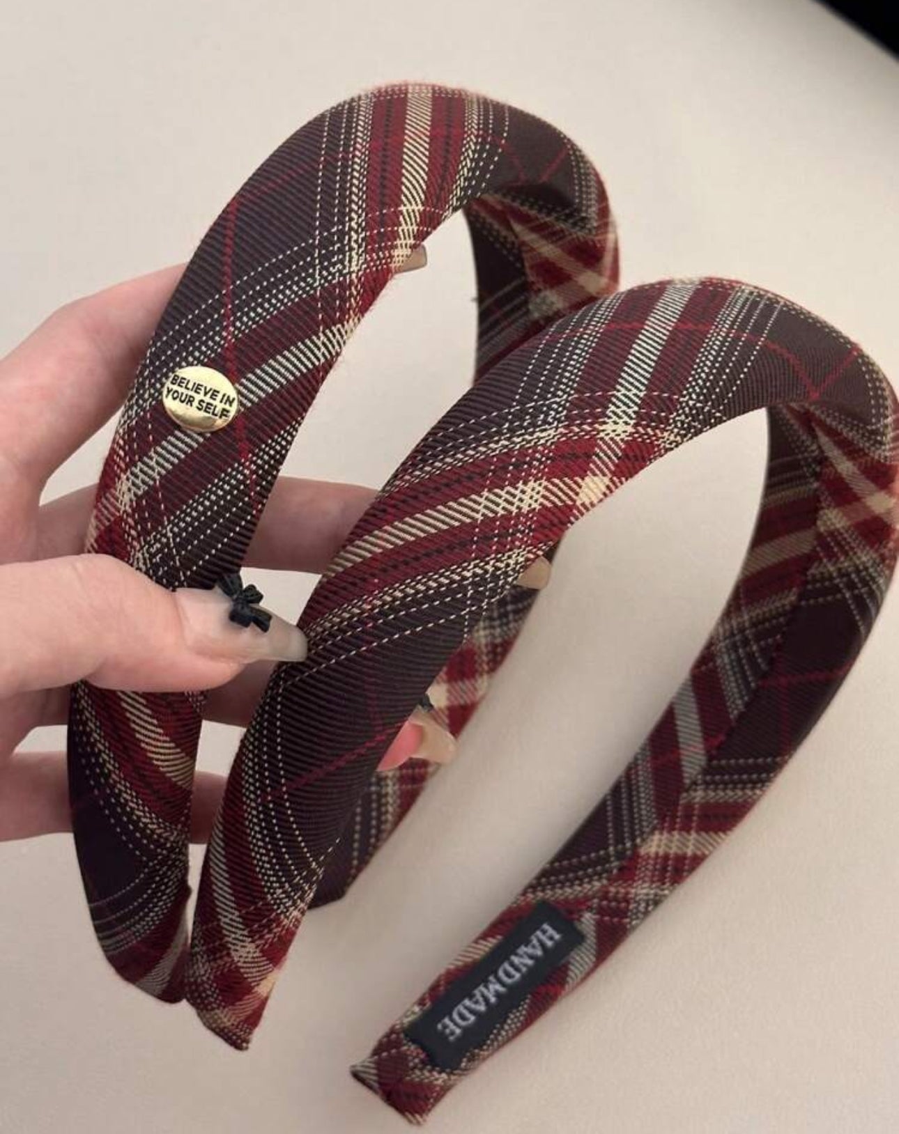 2pcs Vintage Plaid Headband