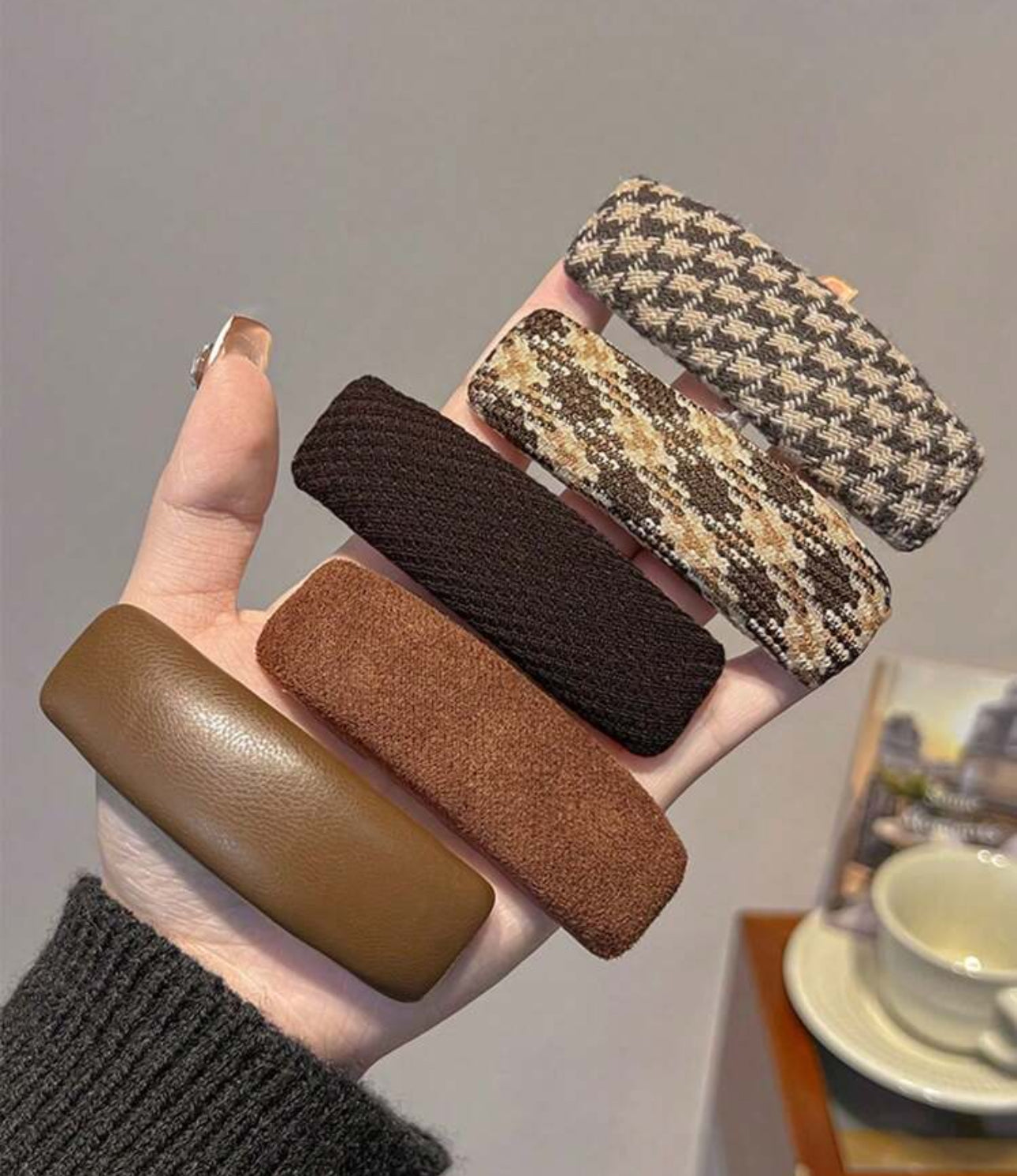 5Pcs/Sets Leather Hair Clips